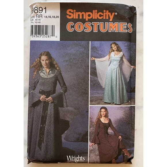 Simplicity Pattern 9891 Halloween Costume Renaissance Dress Size 14-16-18-20 - Picture 1 of 5